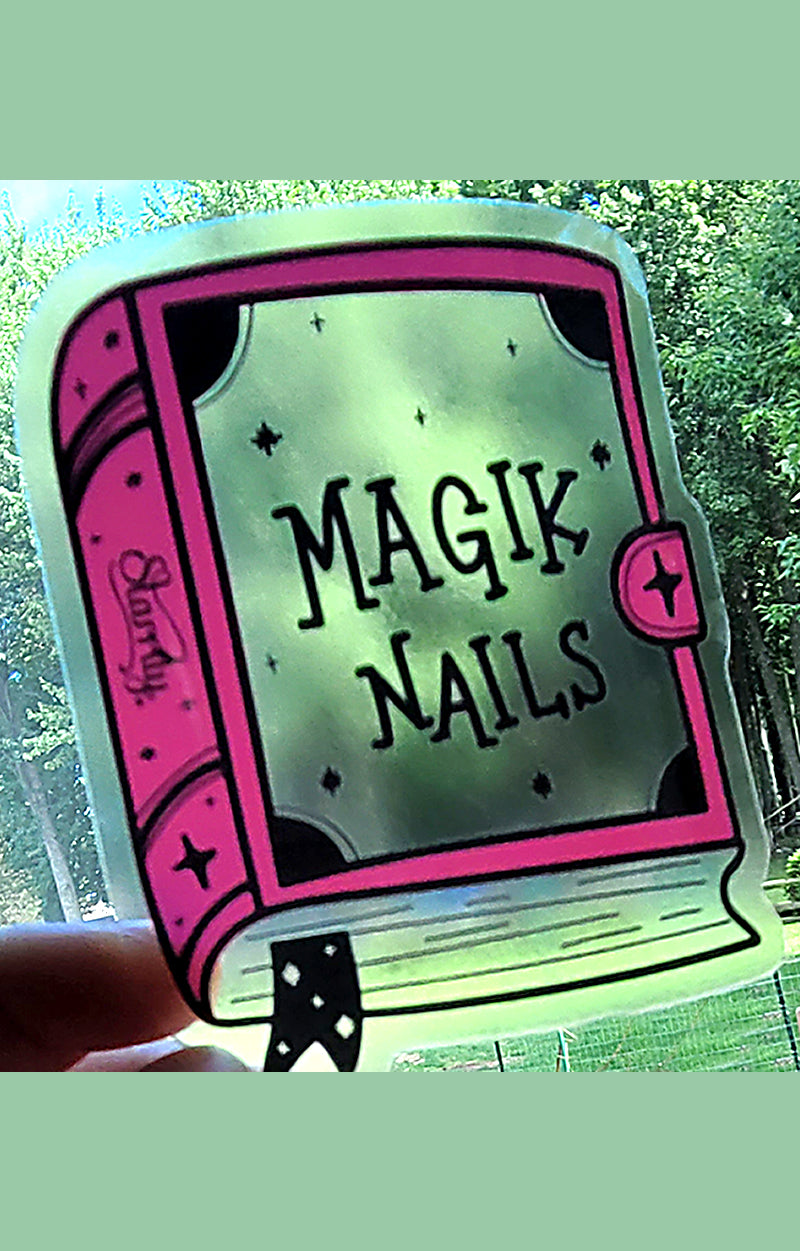 Transparent Magik Nails Spell Book Sticker