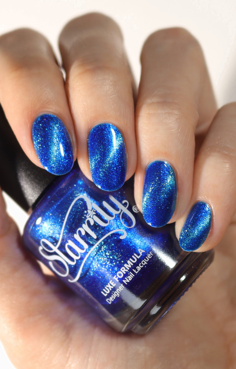 Oceanic Moonlight Deep Dark Sapphire Blue Magnetic Silver Nail Polish Starrily Cat Eye Nails Varnish Lacquer