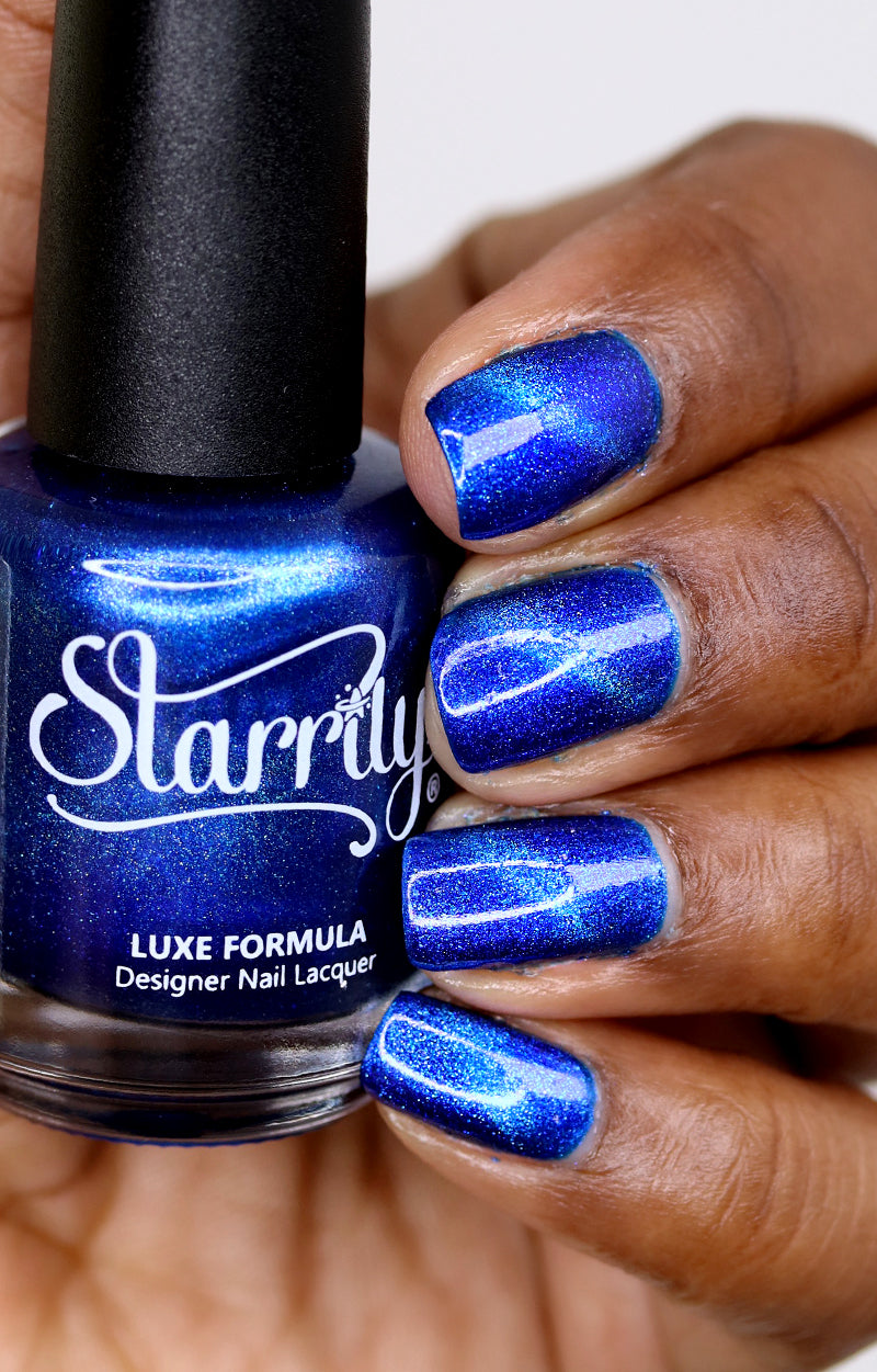 Oceanic Moonlight Deep Dark Sapphire Blue Magnetic Silver Nail Polish Starrily Cat Eye Nails Varnish Lacquer