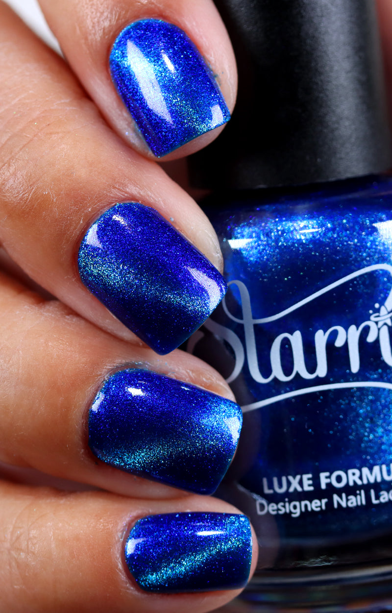 Oceanic Moonlight Deep Dark Sapphire Blue Magnetic Silver Nail Polish Starrily Cat Eye Nails Varnish Lacquer