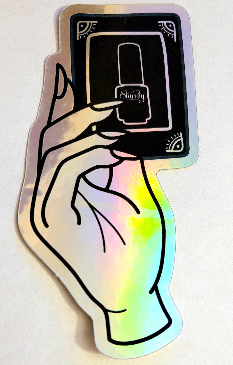 Holographic Tarot Card in Hand Sticker