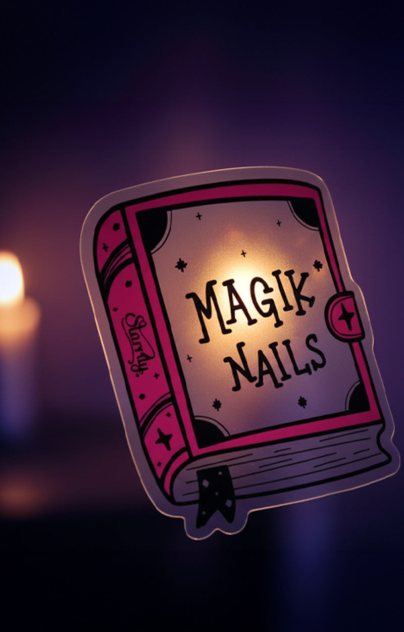 Transparent Magik Nails Spell Book Sticker