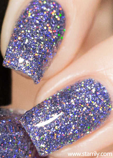 Damsel nail polish contains extra sparkly lilac light purple holographic glitter