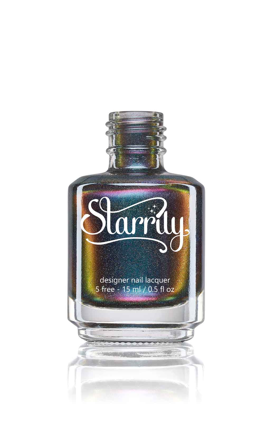 Starrily Aurora - Jaw dropping green to purple color changing holographic multi chrome. High quality nail polish. Made in the USA! Cruelty Free and Vegan.