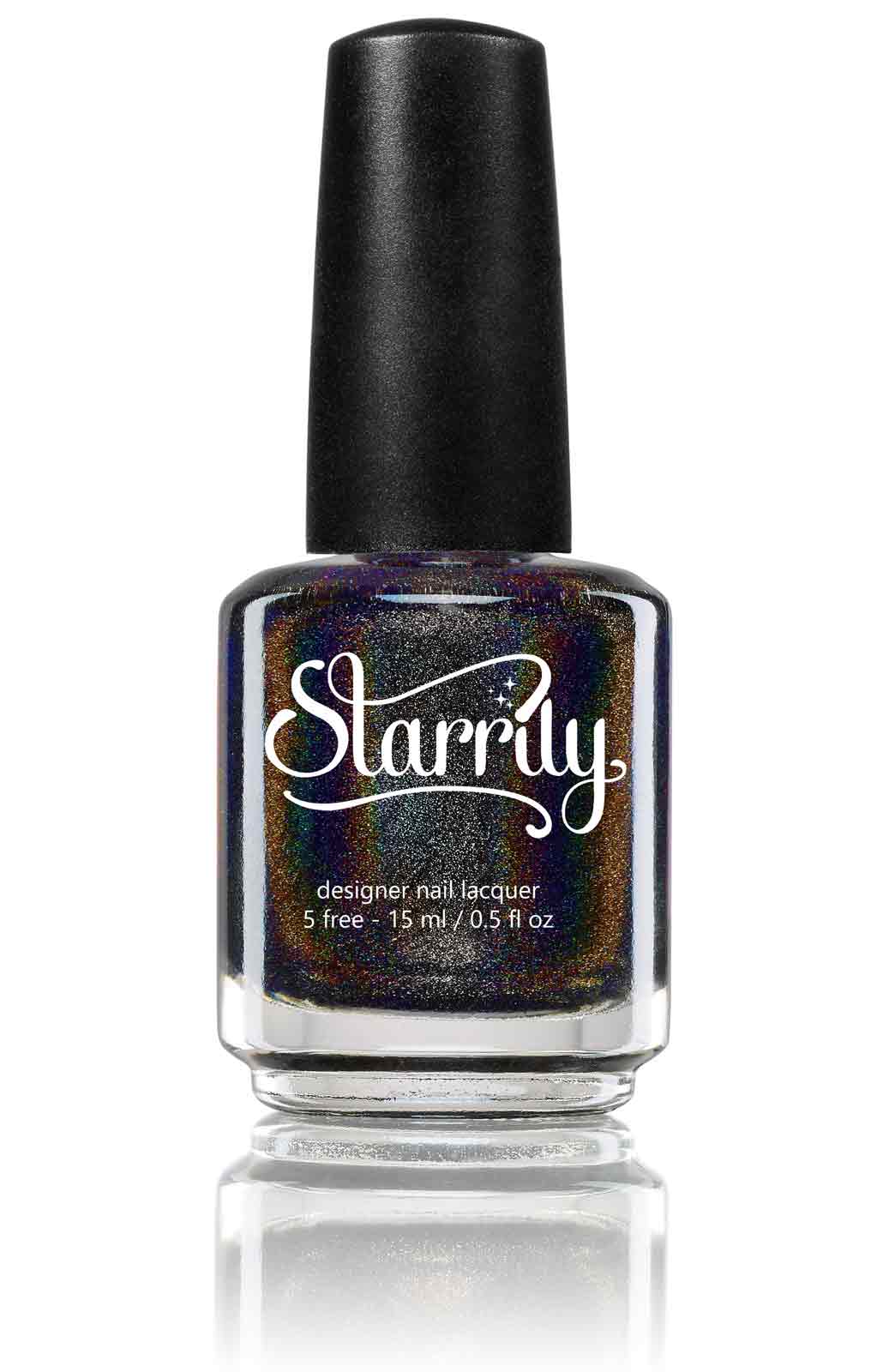 Black Magic beautiful black holographic nail polish rainbow linear holo holographic nails