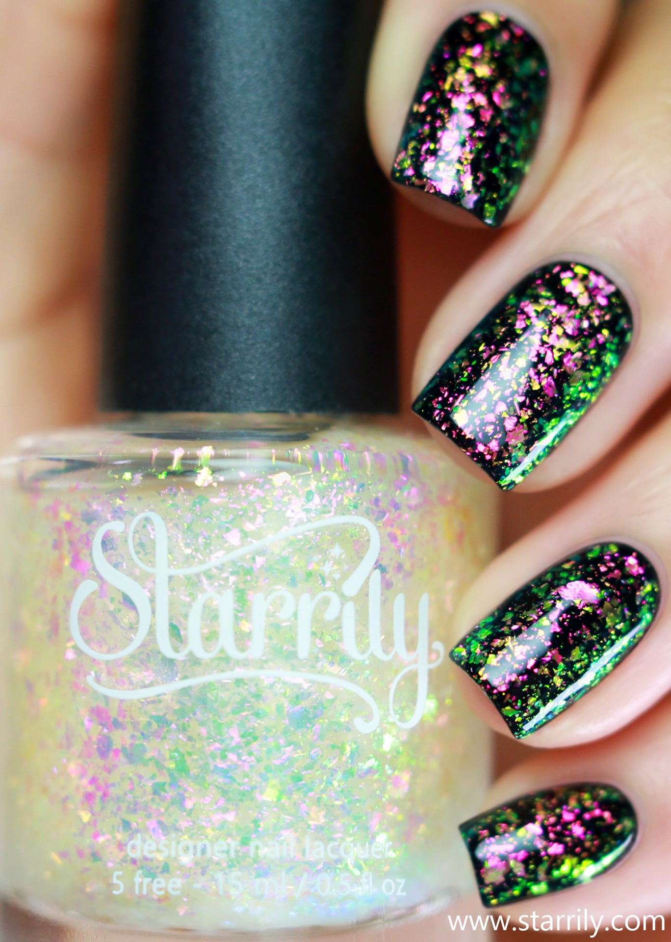 Enchanted is an enchanting colorshifting iridescent topper with magical flakes