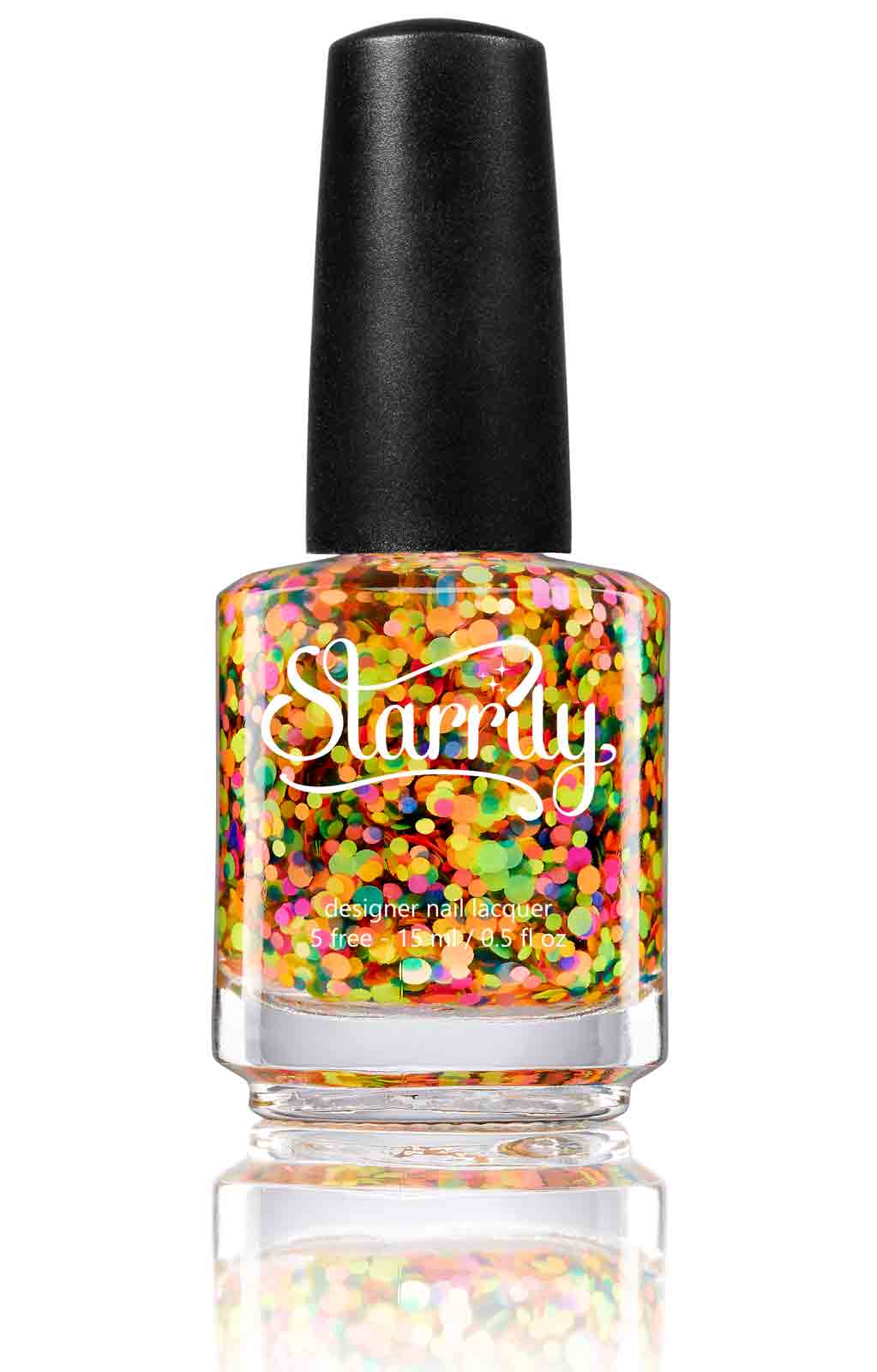 Gumballs has colorful bright neon glitter in a clear base