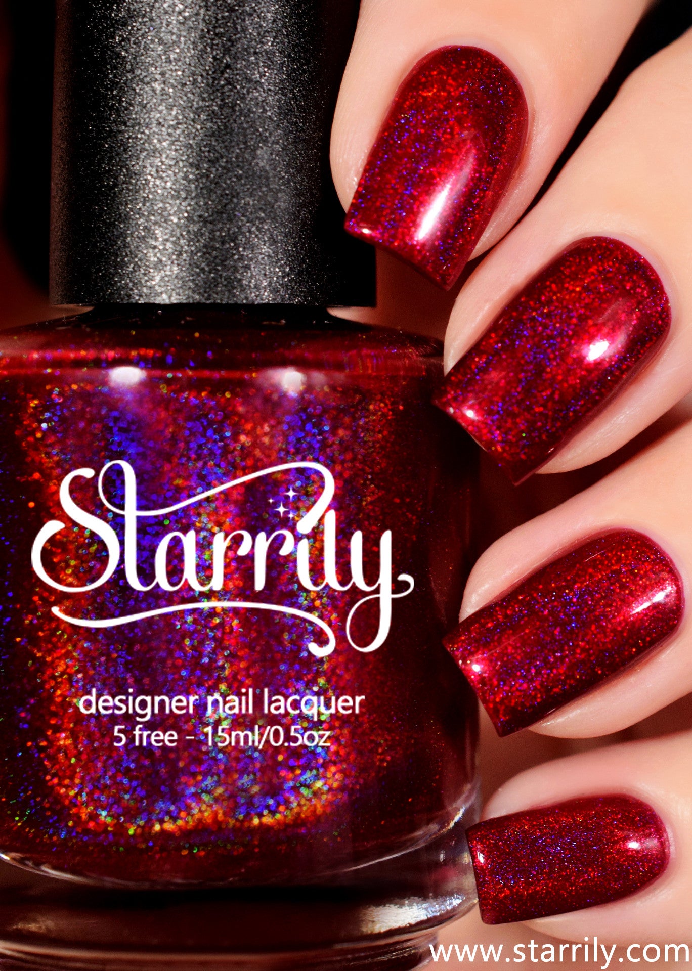 Norepinephrine is a beautiful ruby red jelly linear holographic nail polish 