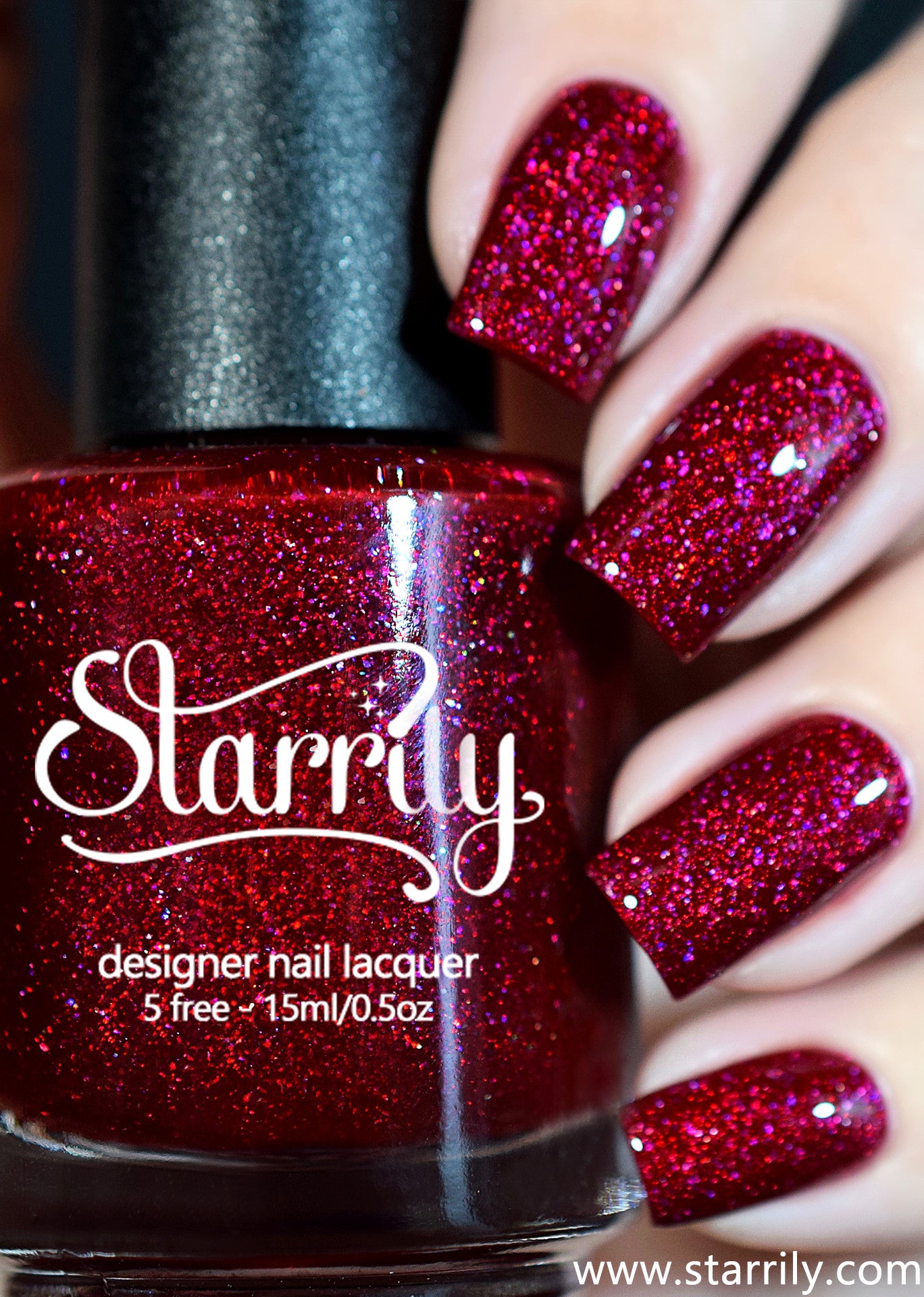 Serotonin is an amazing red jelly nail polish with holographic flakes