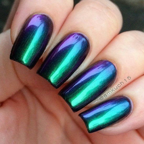 Multichrome nail polish death wish by starrily green purple color shift