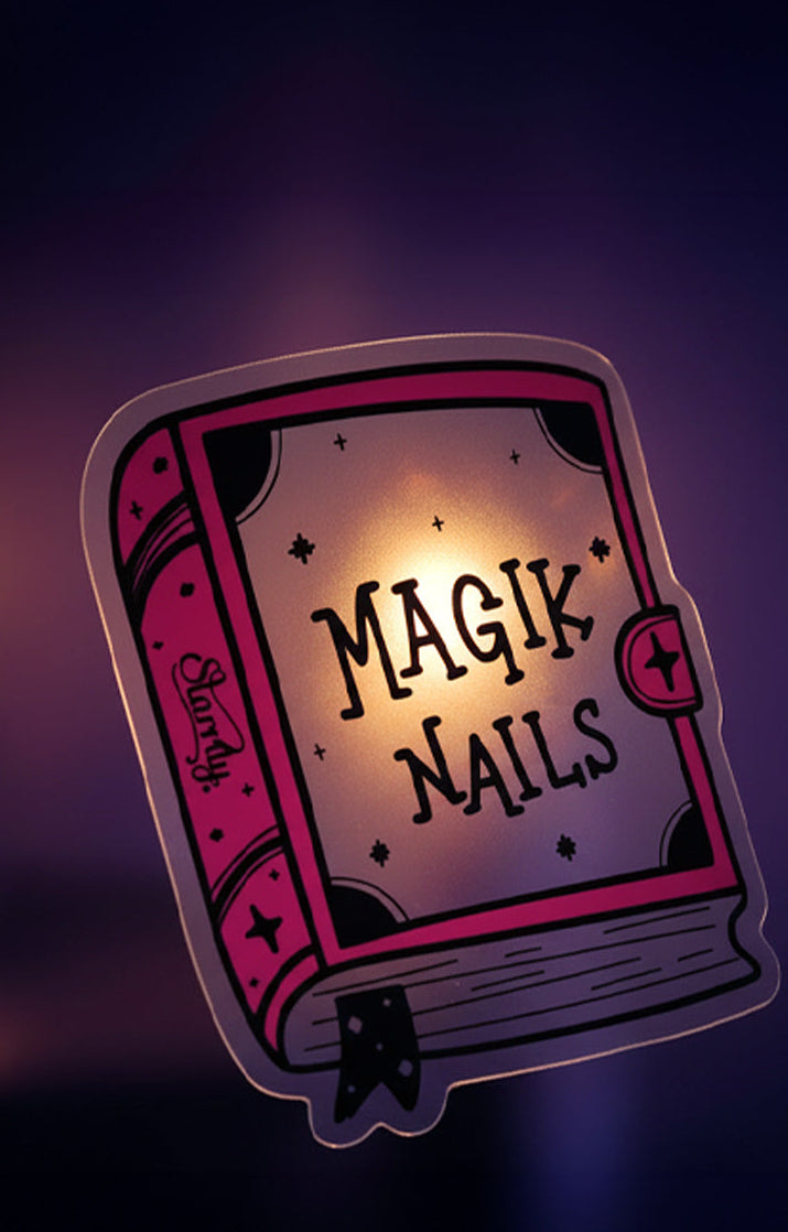 Transparent Magik Nails Spell Book Sticker