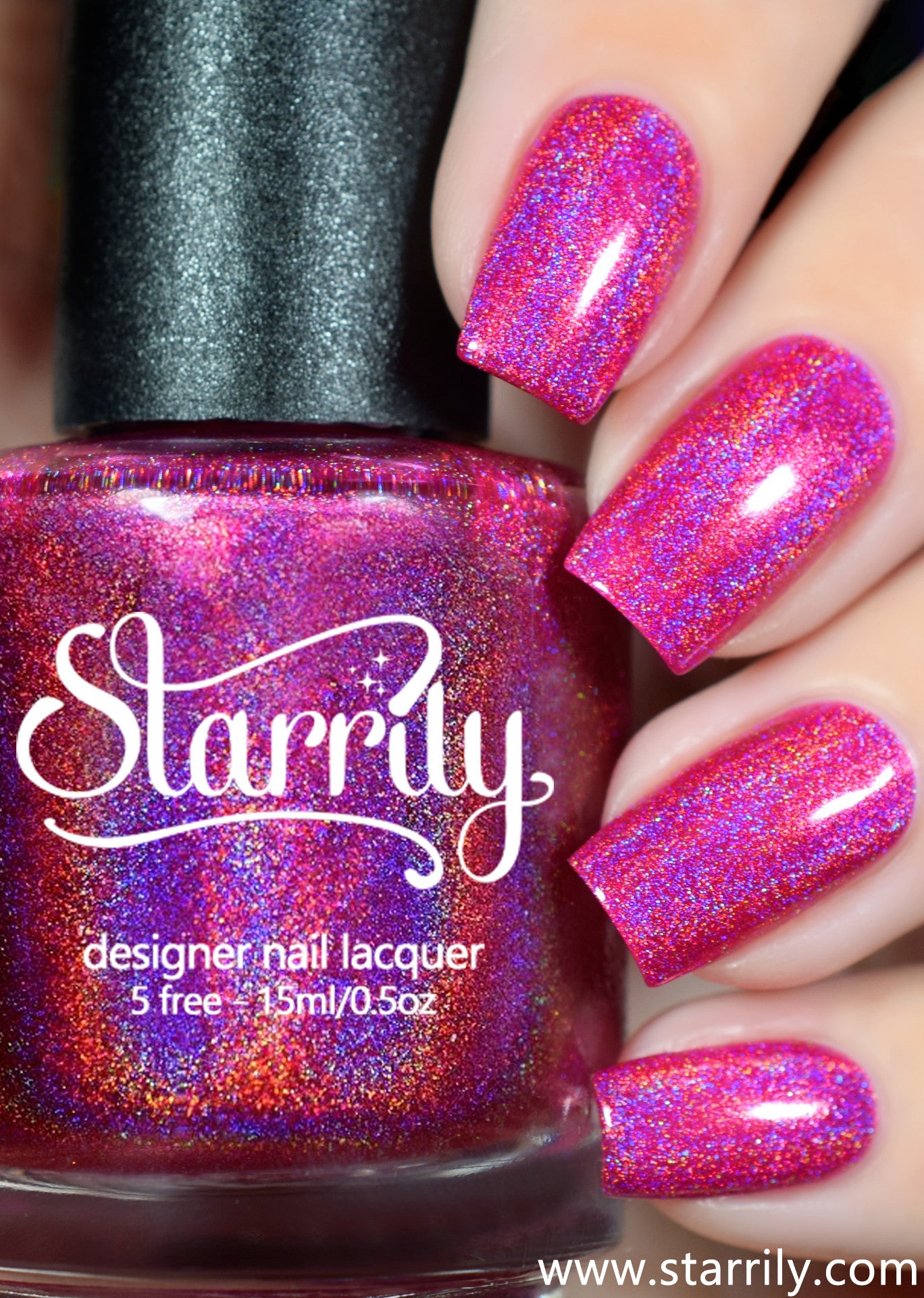 Gamma Ray is a beautiful hot pink linear holographic nail polish