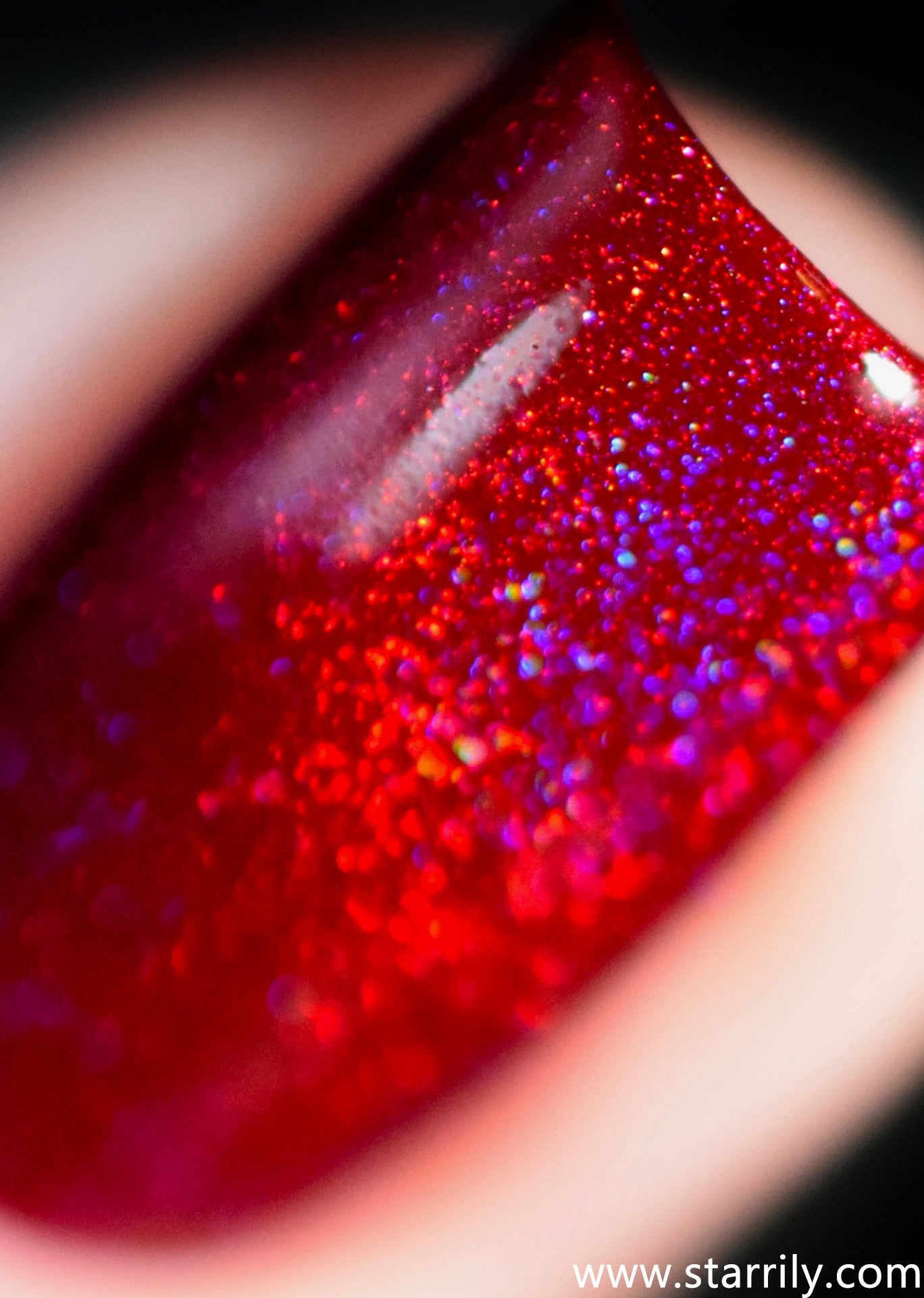 Norepinephrine is a beautiful ruby red jelly linear holographic nail polish 