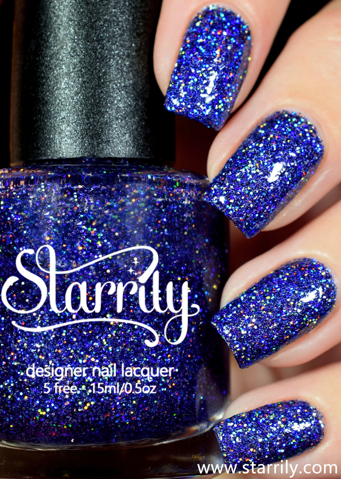 Orions Belt is a stunning nail polish containing sparkling purple holographic glitter