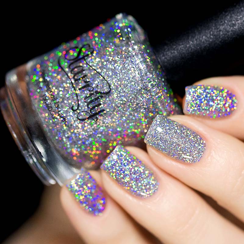 Silver Rainbow Holographic Vegan Nail Polish Silver Glitter Holo